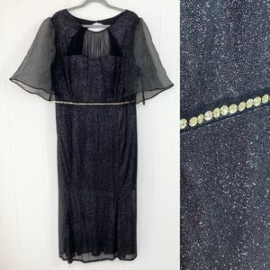 Women’s Plus Size Enfocus Women Black Sparkle Formal Midi Dress Size 20W